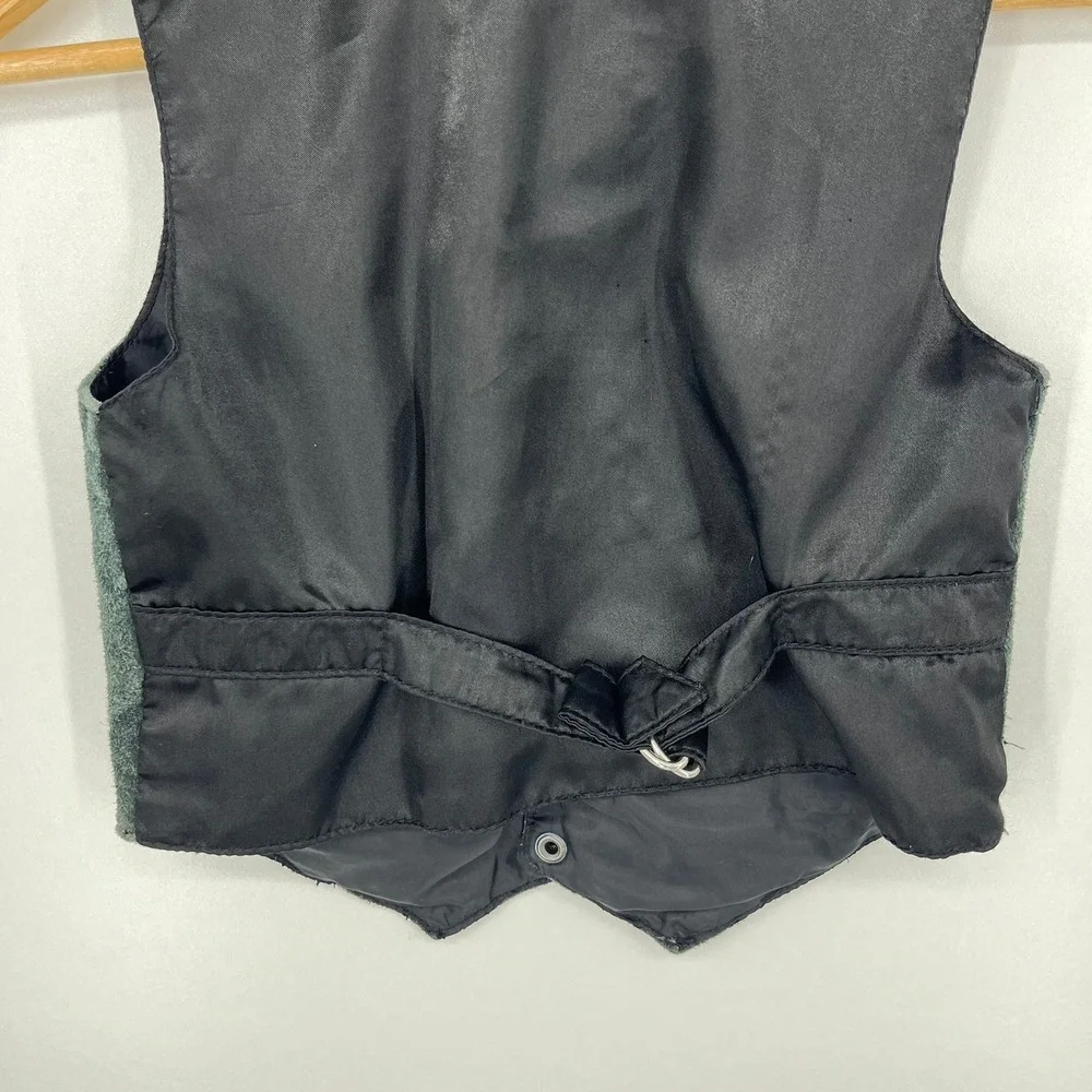 Scully Kids Green Suede Leather Western Vest Silver Tone Button Snap Size S